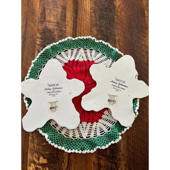 Set Of 2 Traditions Christopher Radko Santa Claus Shaped Ceramic Trivets - Picture 5 of 7
